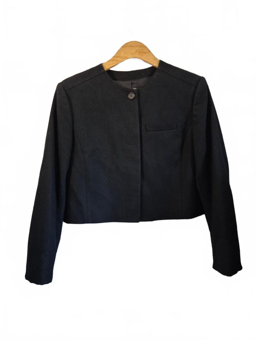 Vintage Pendleton Women’s Black 100% Virgin Wool Cropped Blazer Jacket Made In U